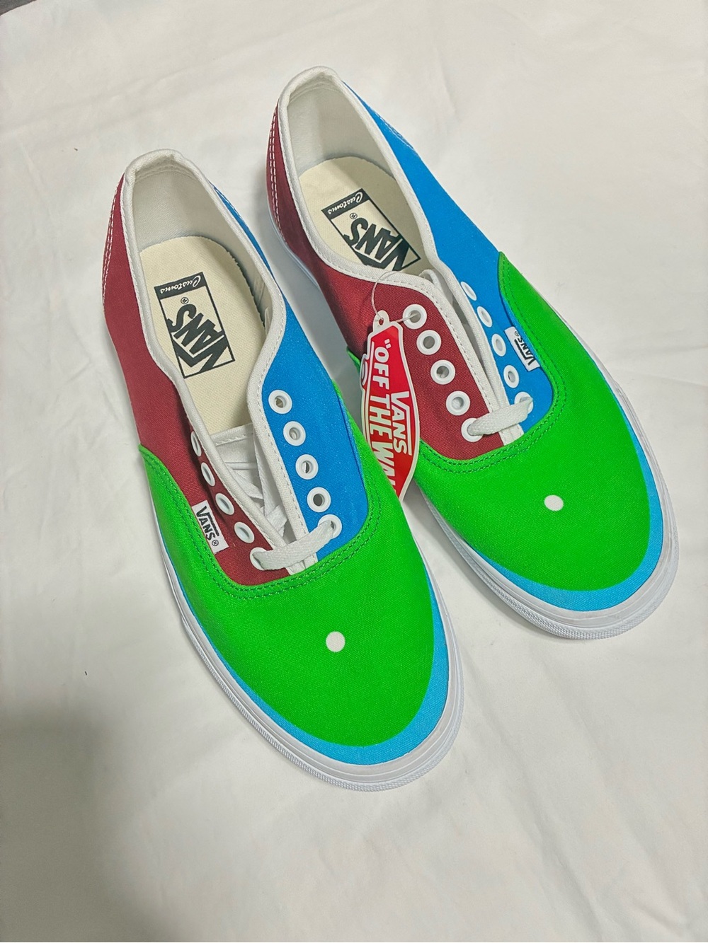 Vans Colorblock Canvas Low-Top Sneakers in Green, Blue & Red
